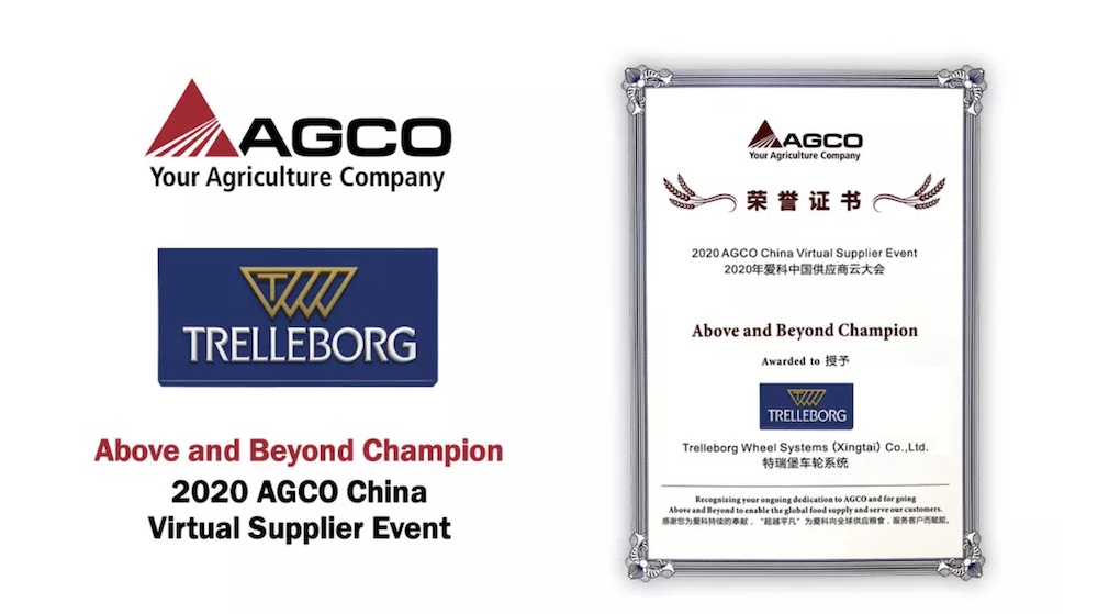 Trelleborg Wheel Systems: premiata da Agco come Top Fornitore